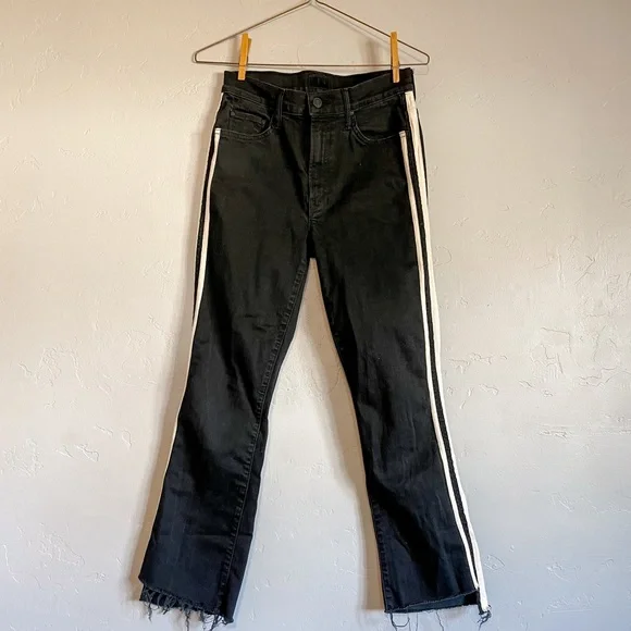 MOTHER The Insider Crop Step Fray Jeans in Guilty Racer Black - Picture 2 of 9